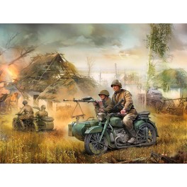 Motociklas M-72 su priekaba Motociklas M-72 su priekaba